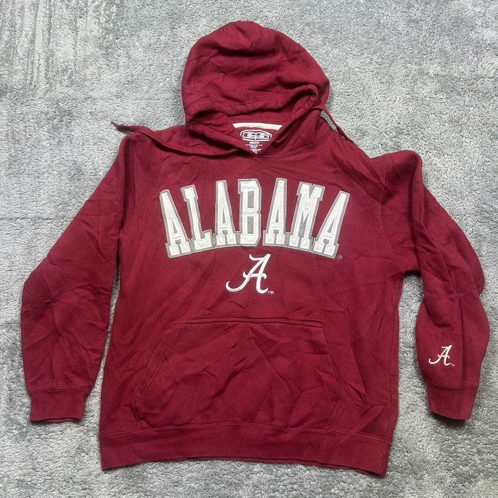 Alabama Crimson Tide Hoodie Mens M‎ Red E5 Football NCAA Logo UA Drawstring EUC